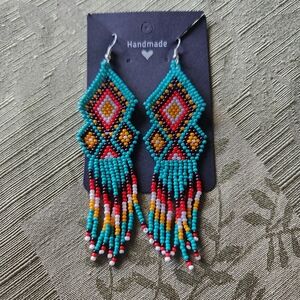 Colorful Beaded Fringe Earrings